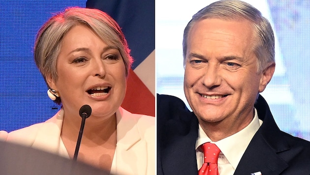 Im ersten Wahlgang schnitt Jara (linksI schlechter ab als von Meinungsforschern vorhergesagt, ...