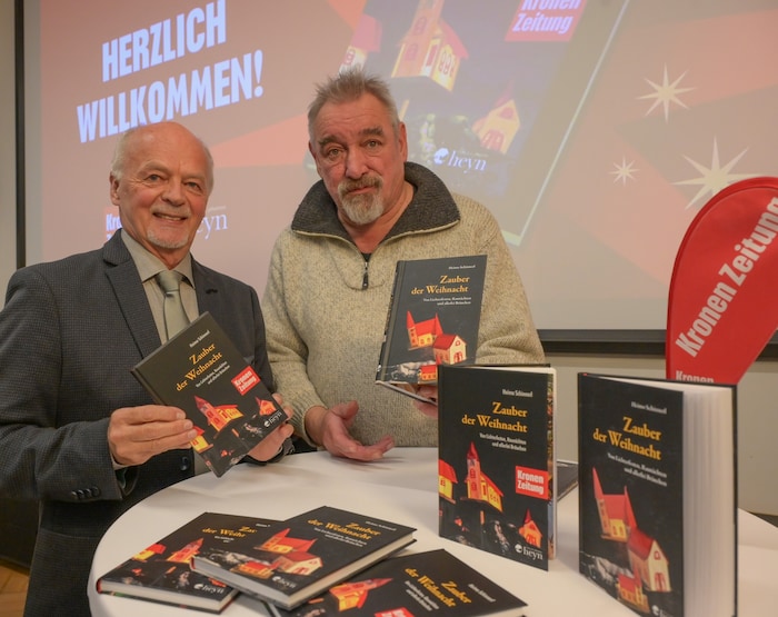 Dr. Heimo Schinnerl und Achim Zechner vom Verlag Heyn: Zauber der Weihnacht – erhältlich im ...