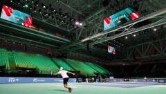 Jurij Rodionov trainierte auf dem beeindruckenden Center Court.