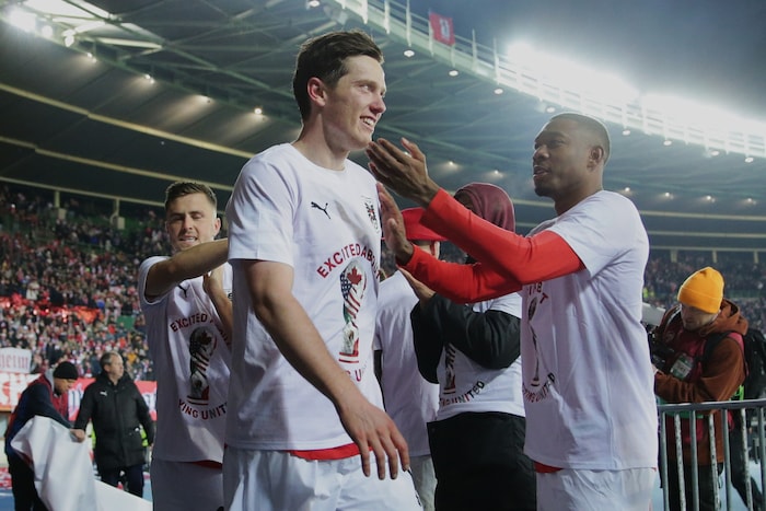 Michael Gregoritsch was celebrated by his team-mates.