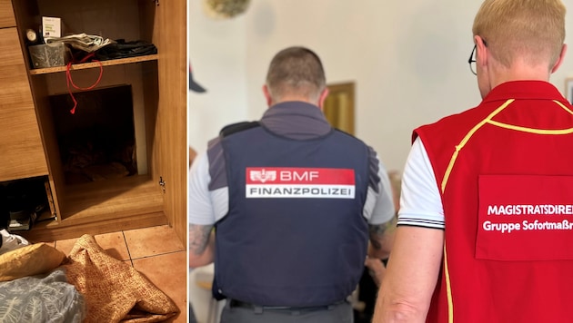 Die Einsatzkräfte fanden einen Schwarzarbeiter in einem rund ein Quadratmeter großen Hohlraum ...