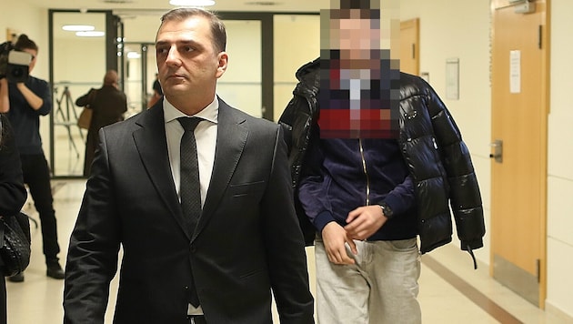 The young client of lawyer Mirsad Musliu (left) is facing trouble in several cases.