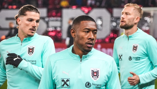 Marcel Sabitzer, David Alaba, Konrad Laimer (v. li.) und das Burgenland fahren mit breiter Brust ...