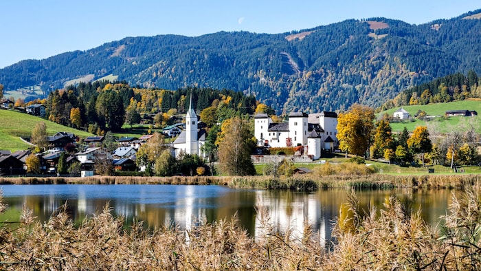 See und Schloss als Wahrzeichen der Gemeinde.
