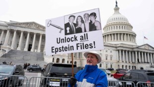 Werden tatsächlich alle Epstein-Unterlagen veröffentlicht, wie es dieser Demonstrant vor dem ...