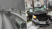 Dichtes Schneetreiben Donnerstagfrüh auf der Brennerautobahn (links). In Münster kam es zu einer ...