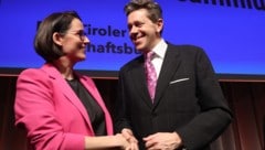 Harald Mahrer war einer der ersten Gratulanten, nachdem Barbara Thaler die Wahl um die WB-Spitze ...