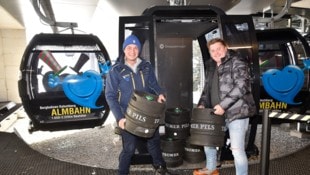 Am Katschberg werden die Gondeln mit Bierfässern getestet. 