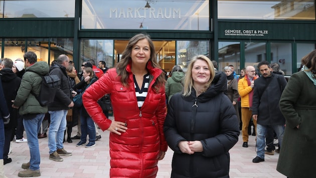 Zwei Politikerinnen vor ihrem Herzensprojekt: Stadträtin Ulli Sima (SPÖ) und Vizebürgermeisterin ...