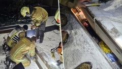 Die Feuerwehr versuchte zunächst, vom Dach aus zu dem Deutschen zu gelangen, der in dem ...