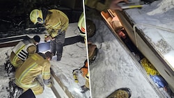 Die Feuerwehr versuchte zunächst, vom Dach aus zu dem Deutschen zu gelangen, der in dem ...