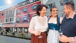 „Wiff“ Schrempf, Gattin Carmen und Tochter Chelsea sind beim historischen Kirchenwirt ...