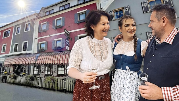 „Wiff“ Schrempf, Gattin Carmen und Tochter Chelsea sind beim historischen Kirchenwirt ...