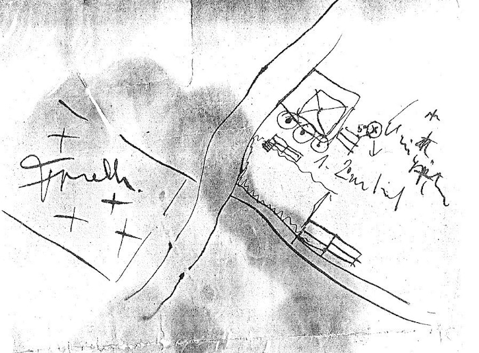 Die Skizze aus der Flasche führte in die Nähe des katholischen Friedhofes in Rechnitz.