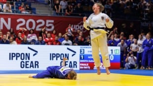 Ein Luftsprung der Erleichterung. Larissa Sickinger entschied das Finale.