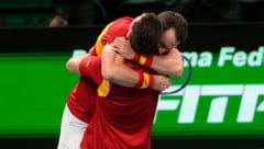 Spaniens Doppelspieler Marcel Granollers und Pedro Martinez jubeln.