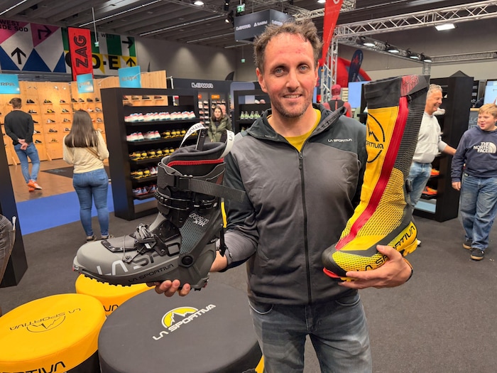 David Auer von La Sportiva mit dem neuen Kilo XTR und dem superleichten Olympus Mons-Stiefel für ...