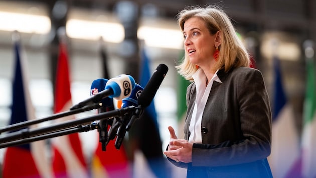 Breate Meinl-Reisinger betonte, dass Österreich als EU-Mitglied politisch „nicht neutral“ sei, ...