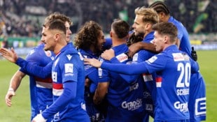 Die Kicker des GAK feierten den ersten Auswärtssieg in der Ära Feldhofer.