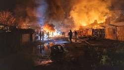 Beim Drohnenangriff auf Charkiw gerieten mehrere Gebäude in Brand.