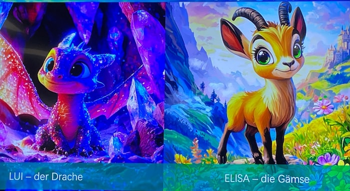 Drache Liu und Gämse Elisa freuen sich schon auf die Kinder.