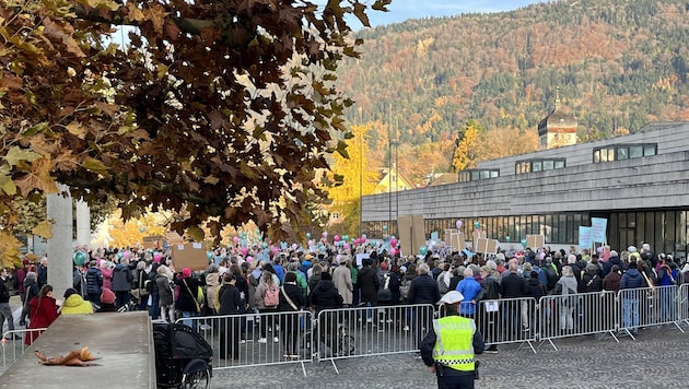 Protest vor dem Landhaus gegen die Spitalsreform.