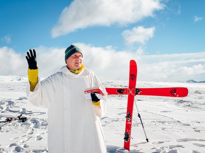 Bergseelsorger Roland Stadler bei der Andacht am Stubeck.