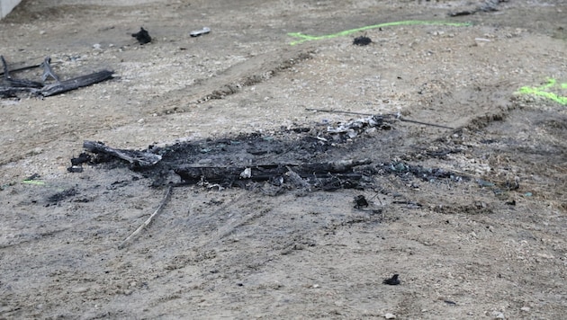 Brandrückstände am Tatort in Wien-Donaustadt