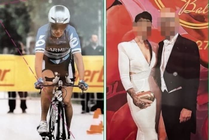 Bettina R. als Sportlerin und mit ihrem Mann am Ärzteball