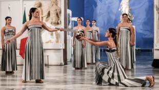 Die Zeremonie zur Übergabe der Fackel fand am Mittwoch im historischen Olympia statt.