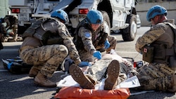 Soldaten des UNIFIL-Kontingents üben beim letzten „Krone“-Besuch im Oktober im Süden des ...