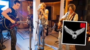 Yungblud, Steven Tyler und Joy Perry (v.l.) im Studio, um gemeinsam die überraschende EP „One ...
