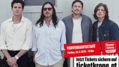 Die Brüder Jared, Nathan und Caleb mit ihrem Cousin Matthew Followill in trauter Einigkeit – ...