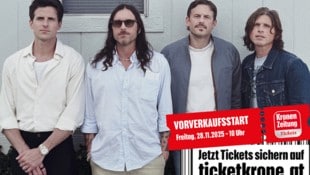 Die Brüder Jared, Nathan und Caleb mit ihrem Cousin Matthew Followill in trauter Einigkeit – ...