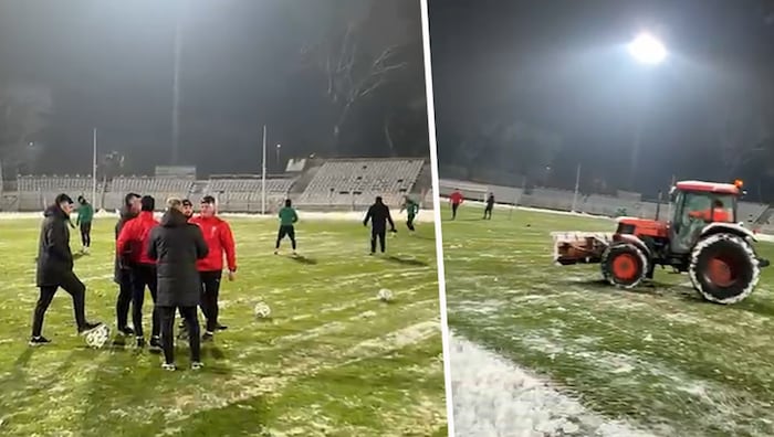 Der Platz musste für Rapids Abschlusstraining erst geräumt werden.