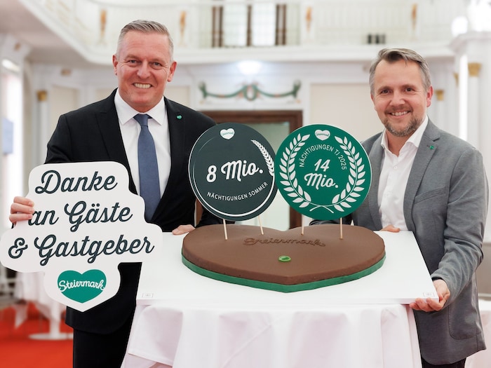 Die Jahres- und Sommerbilanz 2025 freut Landeshauptmann Mario Kunasek (li.) und Michael ...