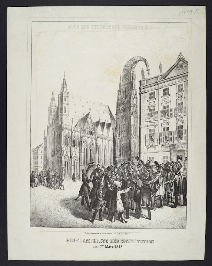Proclamierung Der Constitution am 15ten März 1848 : Auch Der Stephansturm Neigt Sich!