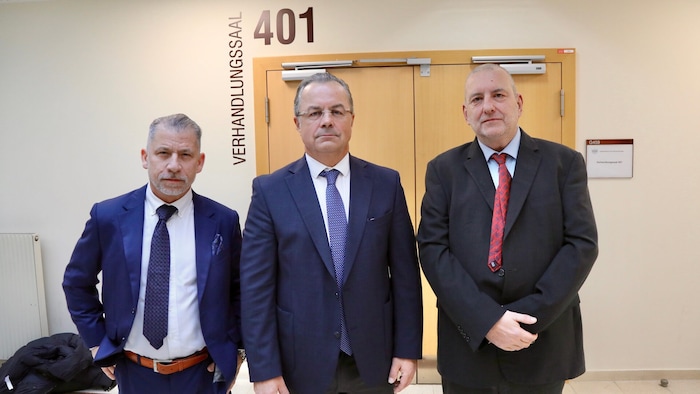 Franz Pechmann, Andreas Reichenbach and Wolfgang Haas defended the co-defendants (from left).