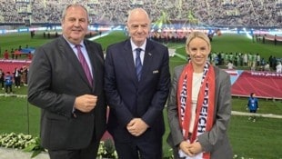 Josef Pröll, Aufsichtsrats-Vorsitzender des ÖFB, FIFA-Präsident Gianni Infantino und ...