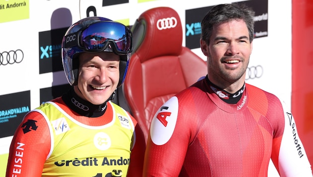 Marco Odermatt (li.) und Vincent Kriechmayr