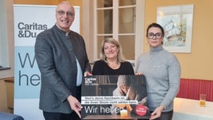Bichof Ägidius J. Zsifkovics, Rosi Moll und Melanie Balaskovics, Direktorin der Caritas.