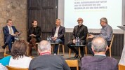 Moderator Tarek Leitner, Lina Karner (Verein Welterbe Neusiedler See), Patrik Hierner (Tourismus ...