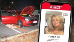Das ausgebrannte rote Auto des Ex-Freundes wurde auf einem Parkplatz entdeckt. Von Stefanie P. ...