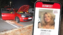 Das ausgebrannte rote Auto des Ex-Freundes wurde auf einem Parkplatz entdeckt. Von Stefanie P. ...