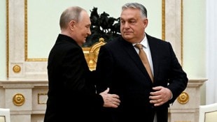 Viele freundschaftliche Gesten zwischen Wladimir Putin und Viktor Orbán während ihres Treffens ...