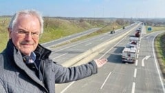 Der „Vater der Nordautobahn“, Landtagschef Wilfing, verkündet den vierspurigen Lückenschluss der ...