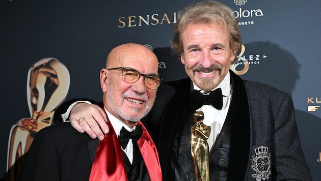 Regisseur Otto Retzer und Thomas Gottschalk nach der Preisverleihung