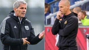 Stefan Kulovits (re.) ist wieder Rapid-Cheftrainer, Didi Kühbauer wartet heute auf ihn.