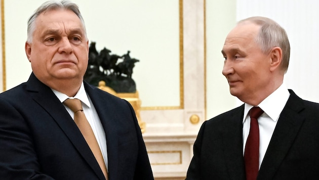 Von links: Ungarns Ministerpräsident Viktor Orbán und Russlands Machthaber Wladimir Putin