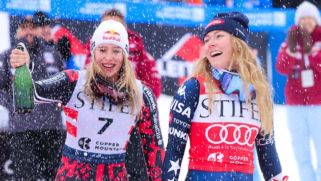 Auch für „Wunderkind“ Lara Colturi (links) gibt es derzeit kein Vorbeikommen an Ski-Queen ...